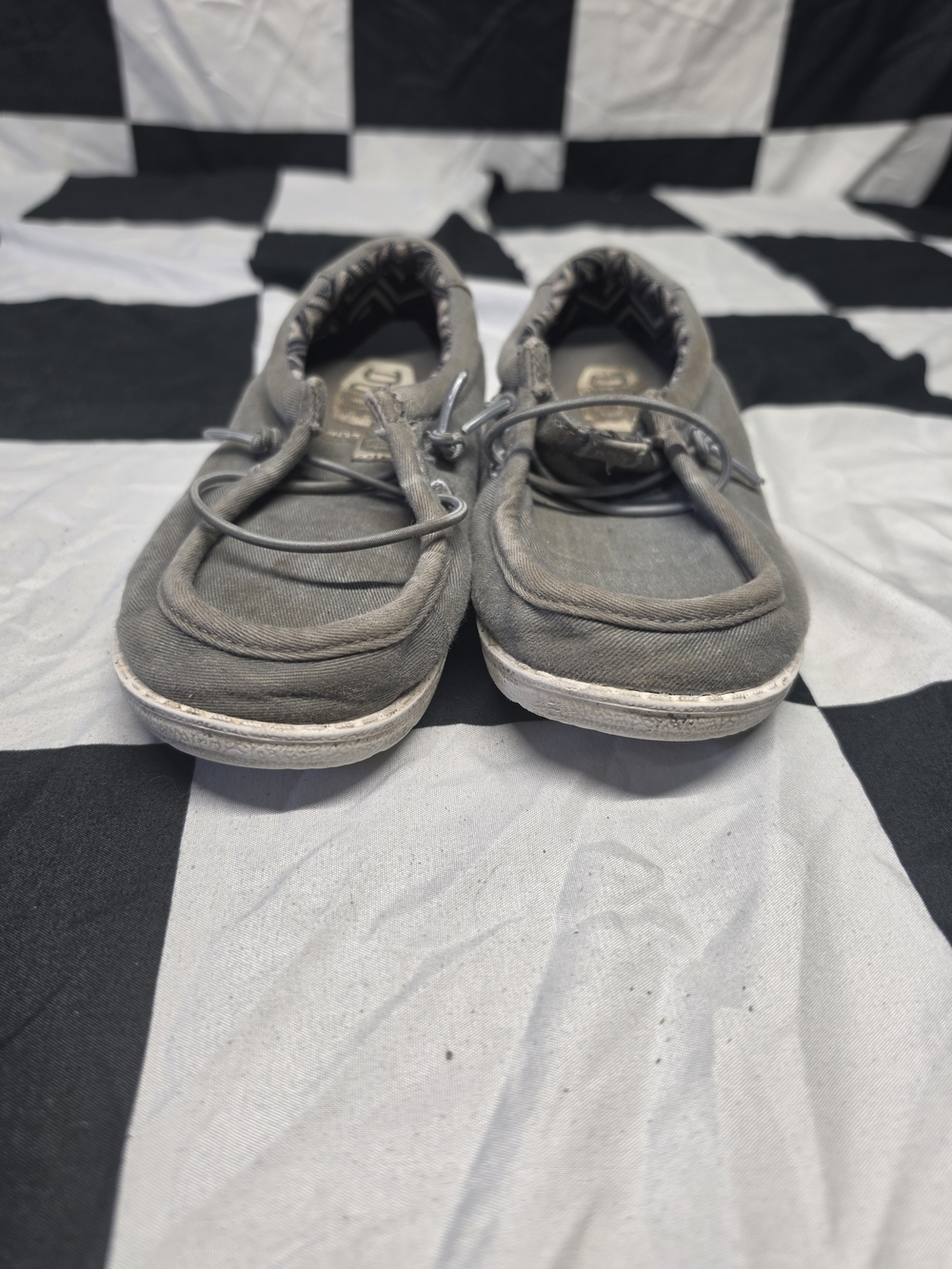 Hey Dude Kids Gray Canvas Slip-On Moccasins